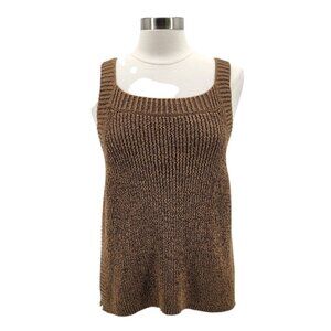 NEW J. Crew Womens Large Top Knit Brown Sweater Tank Top Boho Preppy Hippie